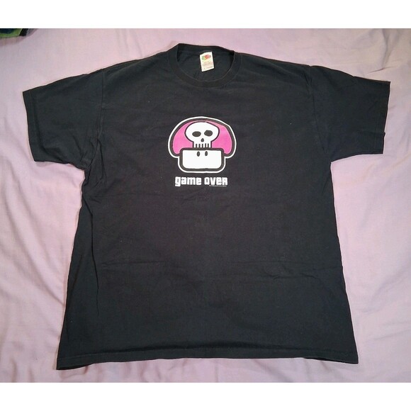 Vtg Super Mario Bros Game Over 2003 TShirt Mens XL Y2k Nintendo One UP Skull - Picture 1 of 5